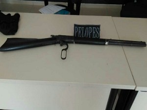 Equipe do Pelopes flagrou o autor em posse de um rifle calibre 44 (Foto: Assessoria PM-AL)